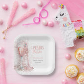 Blush Pink Glitter Parels en Prosecco Bedankt Papieren Bordje (Feest)