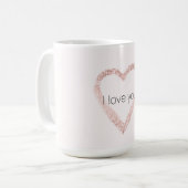Blush Pink Glitter Sparkle Heart Koffiemok (Voorkant links)