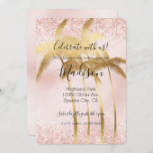 Blush Pink Glitz Glitter Gold Palm Trees Kaart (Voorkant / Achterkant)