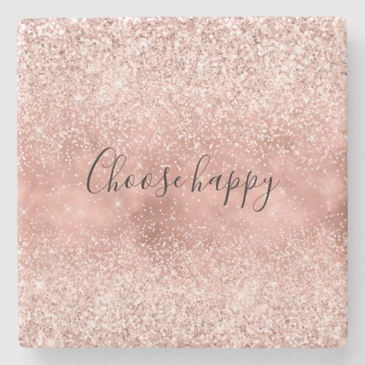 Blush Pink Glitzy Sparkle Glitter Stenen Onderzetter (Voorkant)