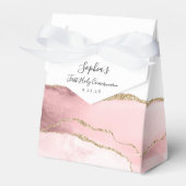 Blush Pink Gold Agaat Script Eerste Communie Bedankdoosjes (Voorkant Zijde)