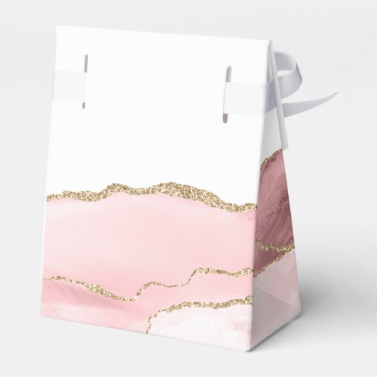 Blush Pink Gold Agaat Script Eerste Communie Bedankdoosjes (Achterkant)