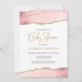 Blush Pink Gold Agate Baby shower (Voorkant)