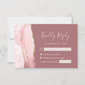 Blush Pink Gold Agate Dusty Rose Wedding Carte RSV (Devant)