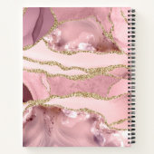 Blush Pink Gold Agate Geode Monogram Script Name Notitieboek (Achterkant)