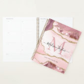 Blush Pink Gold Agate Geode Monogram Script Name Planner (Display)
