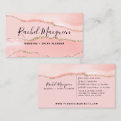 Blush Pink Gold Agate Marble Visitekaartje (Voorkant / Achterkant)