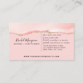 Blush Pink Gold Agate Marble Visitekaartje (Achterkant)