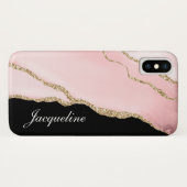 Blush Pink Gold Agate Modern Waterverf Case-Mate iPhone Case (Achterkant (horizontaal))