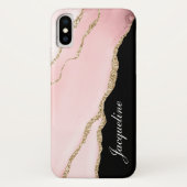Blush Pink Gold Agate Modern Waterverf Case-Mate iPhone Case (Achterkant)