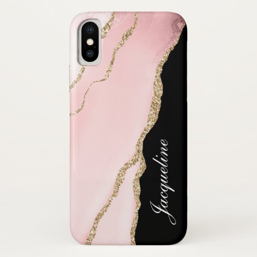 Blush Pink Gold Agate Modern Waterverf Case-Mate iPhone Case (Achterkant)