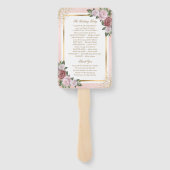Blush Pink Gold Bloemen Trouwprogramma Handwaaier (Achterkant)