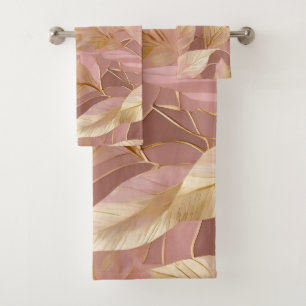 Blush Pink Gold Boho Modern Leaves Collection