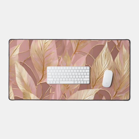 Blush Pink Gold Boho Modern Leaves Collection (Clavier et souris)