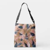 Blush Pink Gold Boho Popular Leaves Collectie Crossbody Tas (Achterkant)
