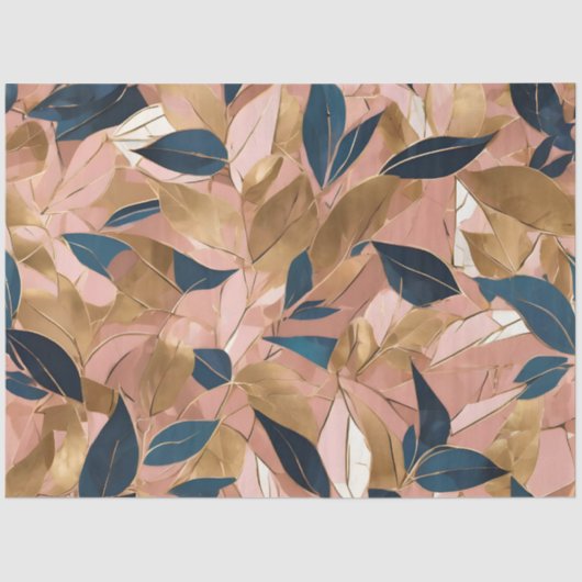 Blush Pink Gold Boho Popular Leaves Collectie Tissuepapier (Voorkant)