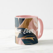 Blush Pink Gold Boho Trendy Leaves Collectie Mok (Voorkant rechts)
