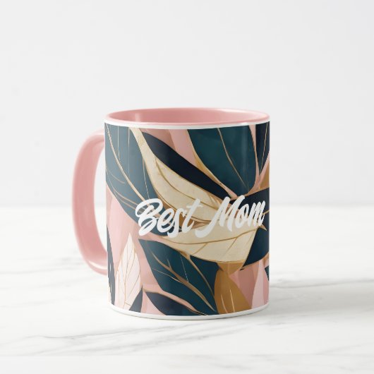 Blush Pink Gold Boho Trendy Leaves Collectie Mok (Voorkant links)