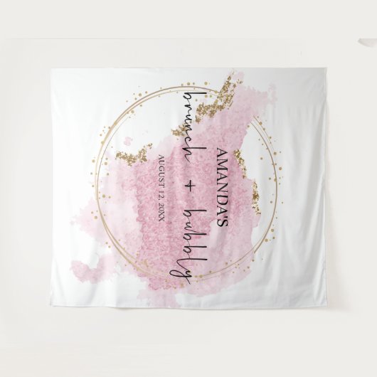 Blush Pink Gold Brunch en Bubble Photo Backdrop Wandkleed (Voorkant (horizontaal))