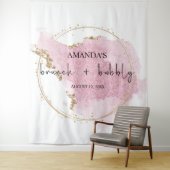 Blush Pink Gold Brunch en Bubble Photo Backdrop Wandkleed (In situ)
