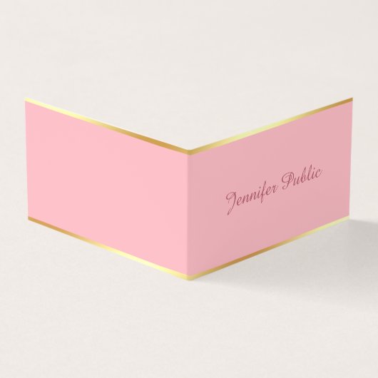 Blush Pink Gold Chic Hand Script Eenvoudige Sjablo Visitekaartjes (Buitenkant)