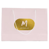 Blush Pink Gold Chic Monogram Initiaal Groot Cadeauzakje (Achterkant)