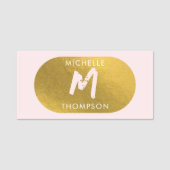 Blush Pink Gold Chic Monogram Initiaal Naamplaatje (Voorkant)