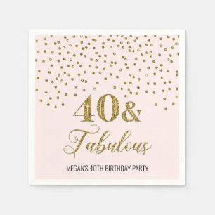 Blush Pink Gold Confetti 40 & Uitstekend Servet