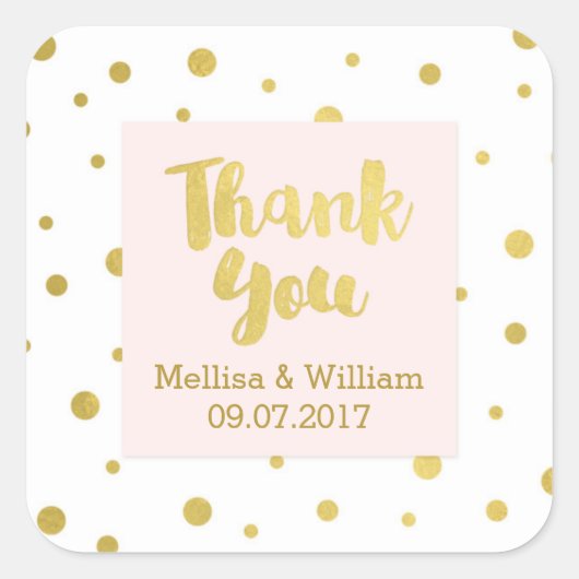 Blush Pink Gold Confetti bruiloft gunst Labels (Voorkant)