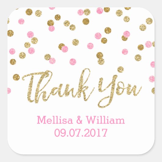 Blush Pink Gold Confetti bruiloft gunst Labels (Voorkant)