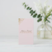 Blush Pink Gold Confetti Corners Verwijs Een Vrien Aanbevelingskaartje (Staand voorkant)