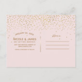 Blush Pink & Gold Confetti Modern Bewaar de datum Aankondigingskaart (Achterkant)