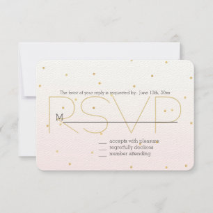 Blush Pink Gold Confetti Sparkle Ombre RSVP Kaartje