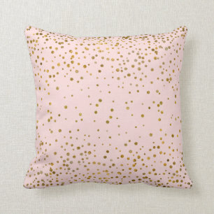 Blush Pink Gold Confetti Stippen   Roos Kwartz Chi Kussen