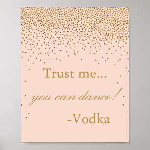 Blush Pink & Gold Confetti WeddenParty Sign Poster
