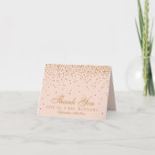 Blush Pink & Gold Confetti Weddenschap Hartelijk d Bedankkaart (Voorkant)