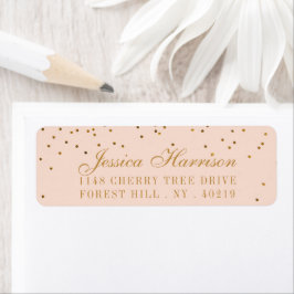 Blush Pink & Gold Confetti Wedding Etiket