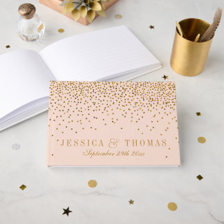 Blush Pink & Gold Confetti Wedding Gastenboek