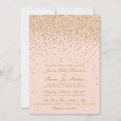 Blush Pink & Gold Confetti Wedding Kaart (Voorkant)