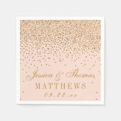 Blush Pink & Gold Confetti Wedding Servetten (Voorkant)