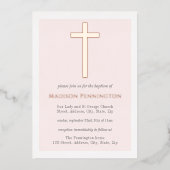 Blush Pink & Gold Cross Baptiser Foil Invitation (Recto)