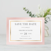 Blush Pink Gold Elegant Modern Wedding Save The Date (Staand voorkant)