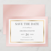 Blush Pink Gold Elegant Modern Wedding Save The Date (Voorkant / Achterkant)