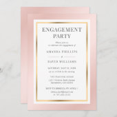 Blush Pink Gold Elegant Moderne Engagement Party Kaart (Voorkant / Achterkant)