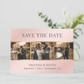 Blush Pink Gold Elegant Photo Weddenschap Save The Date (Staand voorkant)