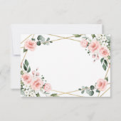 Blush Pink Gold en White Floral Greenery Wedding RSVP Kaartje (Achterkant)