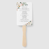 Blush Pink Gold en White Floral Wedding Programs Handwaaier (Achterkant)