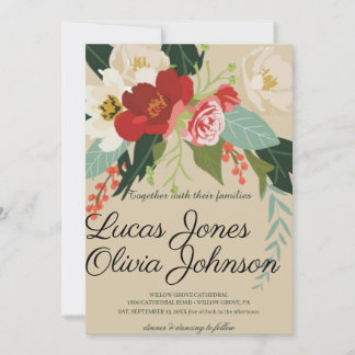 Blush Pink Gold en White Magnolia Floral Wedding Kaart