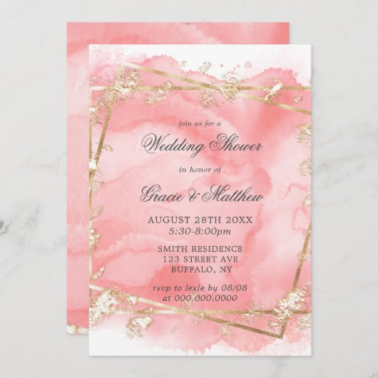 Blush Pink Gold Fairytale Wedding Shower nodigt u (Voorkant / Achterkant)