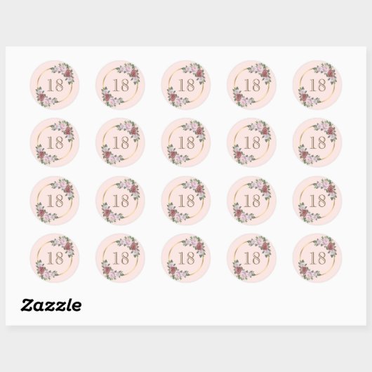 Blush Pink Gold Floral Custom Nummer Sticker (Vel)